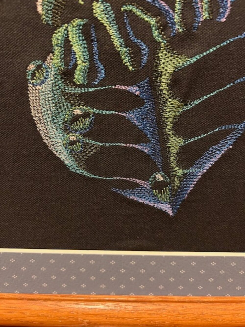 Homemade Frog & Leaf 11X14 Embroidery Art - Picture 3 of 5